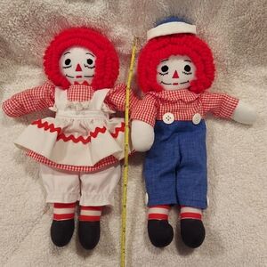 Raggedy Ann and Andy 11" Plush Dolls - Red, Blue, White